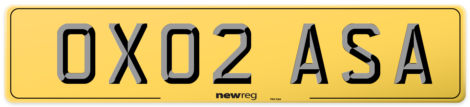 OX02 ASA Rear Number Plate