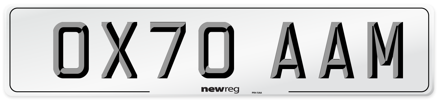 OX70 AAM Front Number Plate