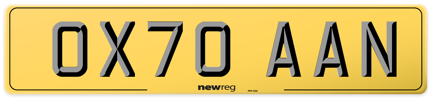 OX70 AAN Rear Number Plate