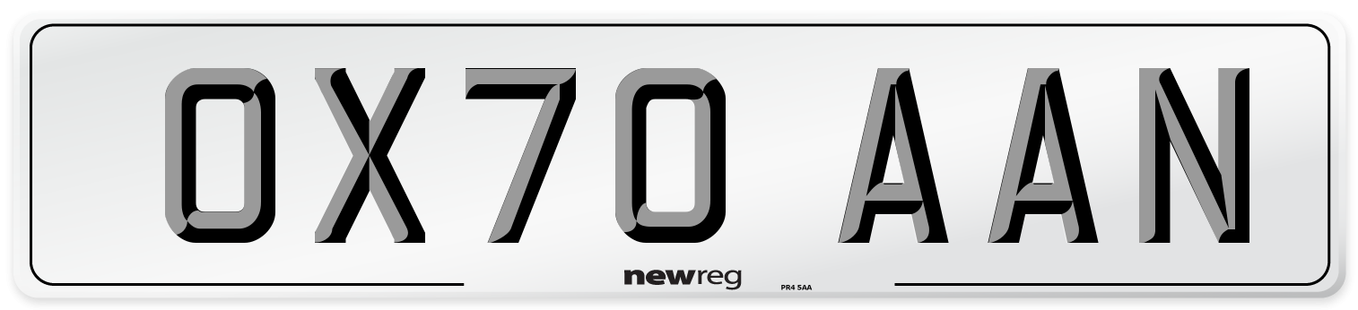 OX70 AAN Front Number Plate