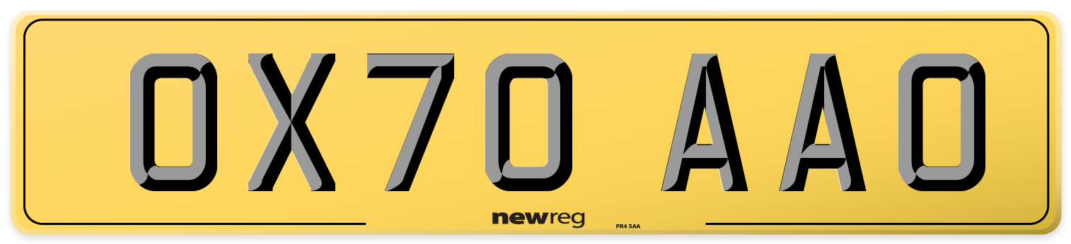 OX70 AAO Rear Number Plate