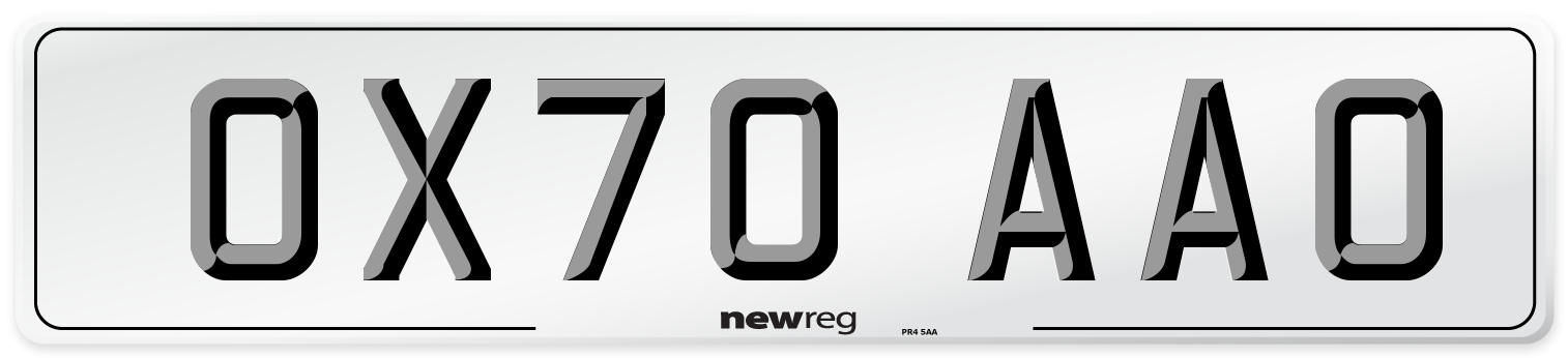 OX70 AAO Front Number Plate