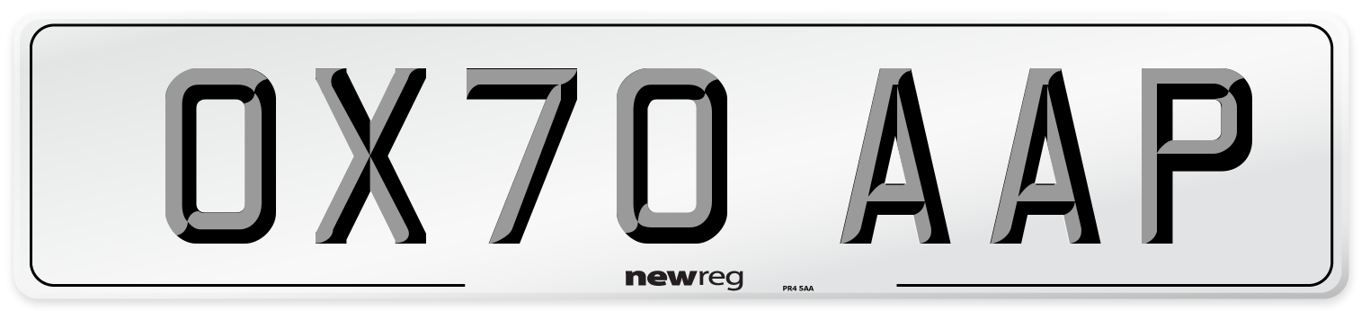 OX70 AAP Front Number Plate