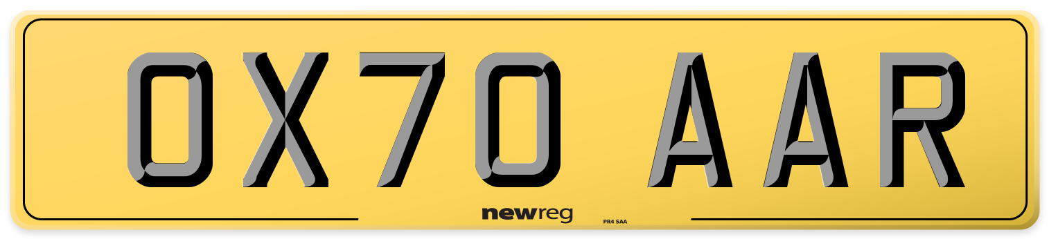OX70 AAR Rear Number Plate