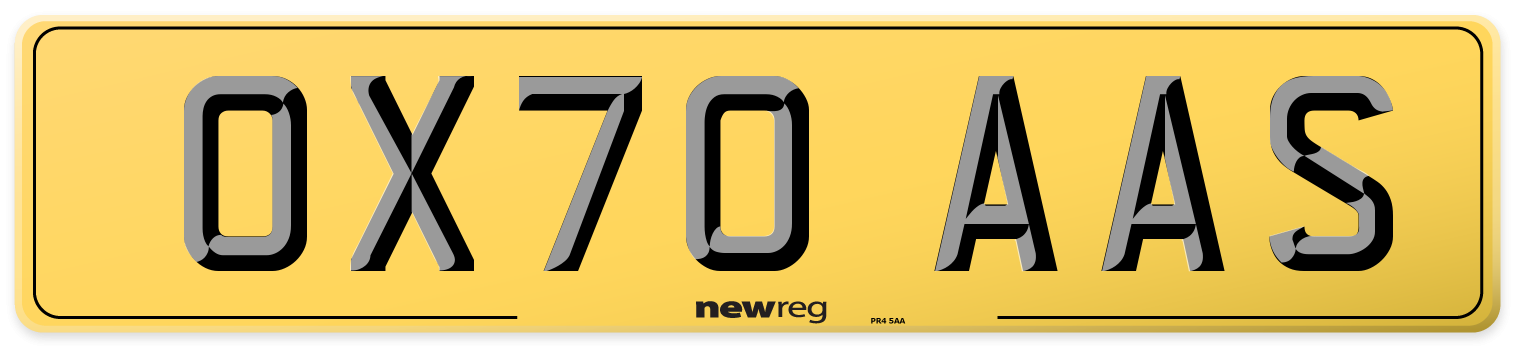 OX70 AAS Rear Number Plate