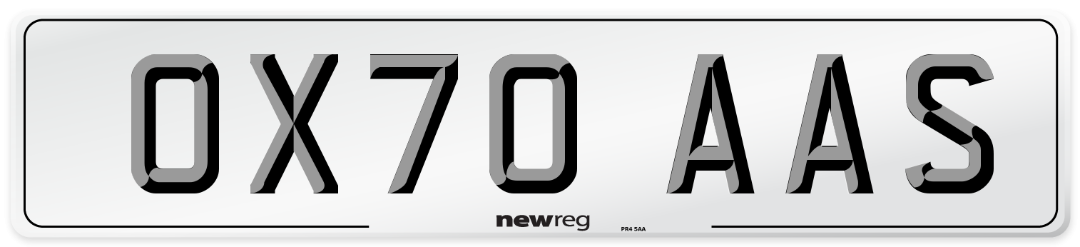 OX70 AAS Front Number Plate