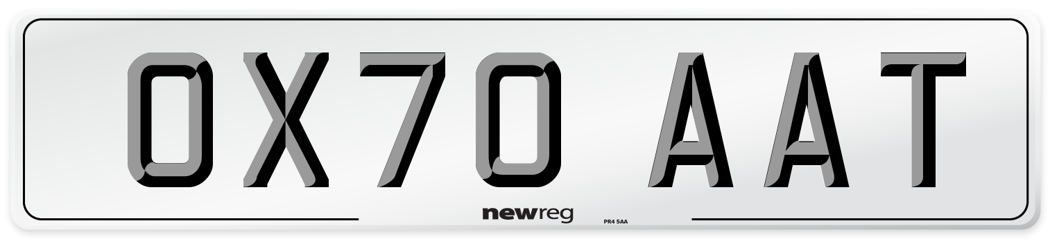 OX70 AAT Front Number Plate