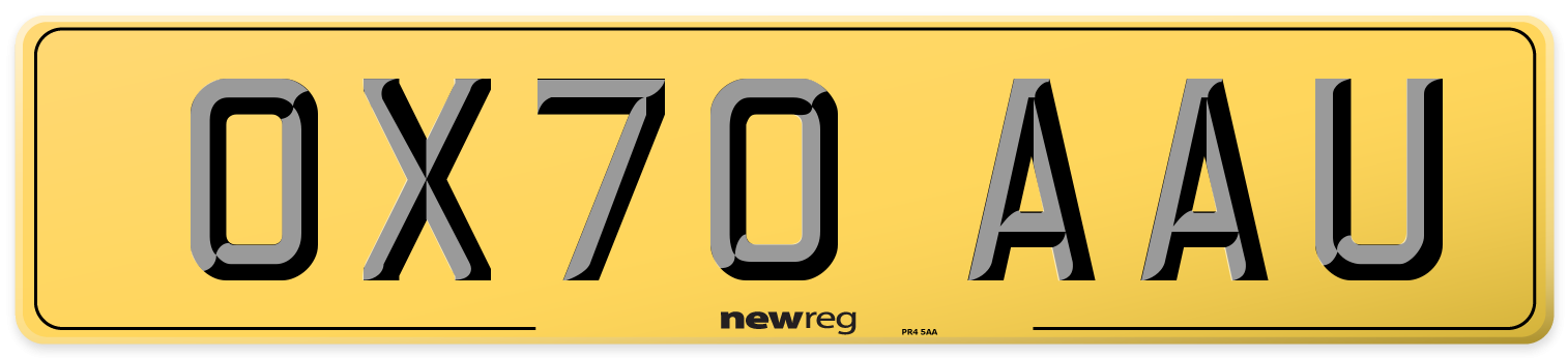 OX70 AAU Rear Number Plate