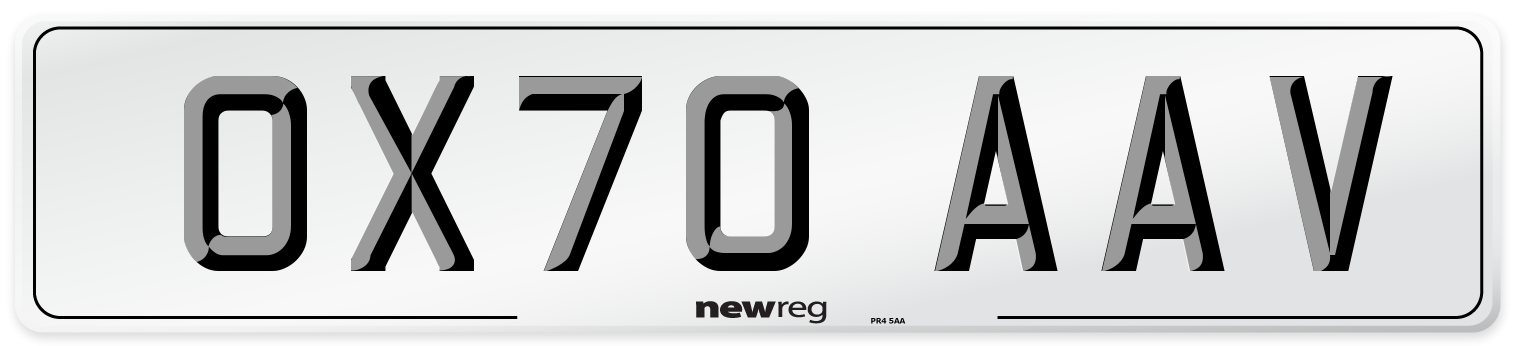 OX70 AAV Front Number Plate