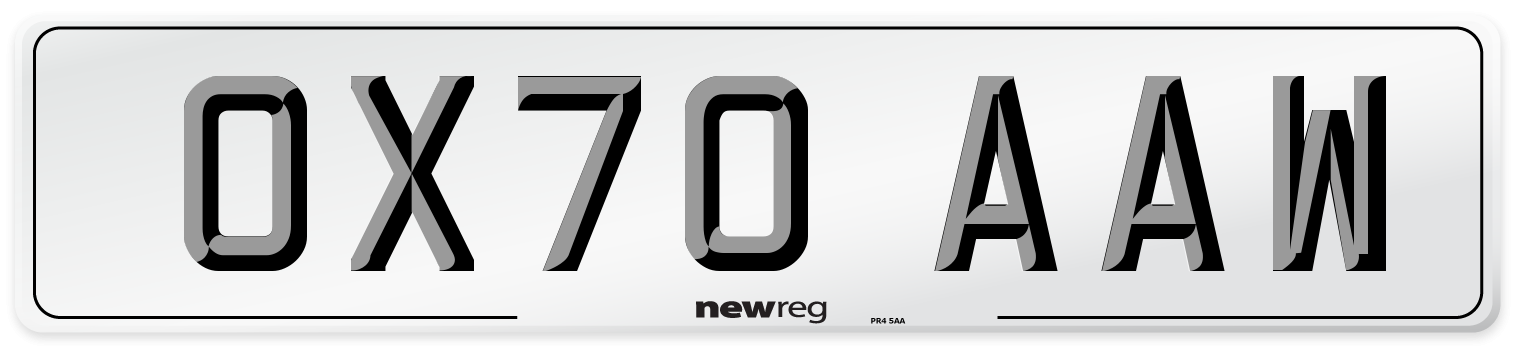 OX70 AAW Front Number Plate