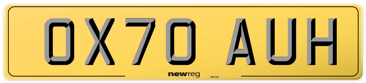 OX70 AUH Rear Number Plate