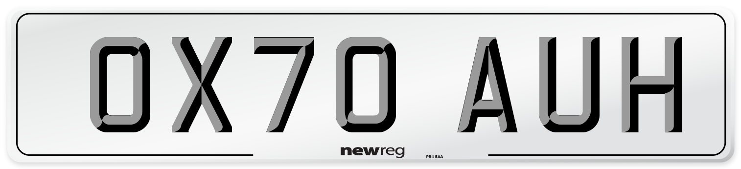 OX70 AUH Front Number Plate