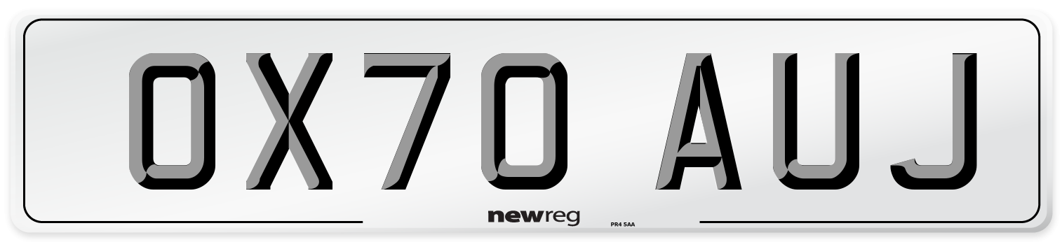 OX70 AUJ Front Number Plate
