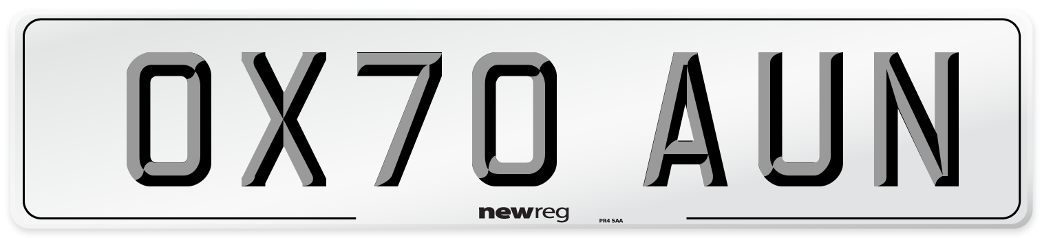 OX70 AUN Front Number Plate