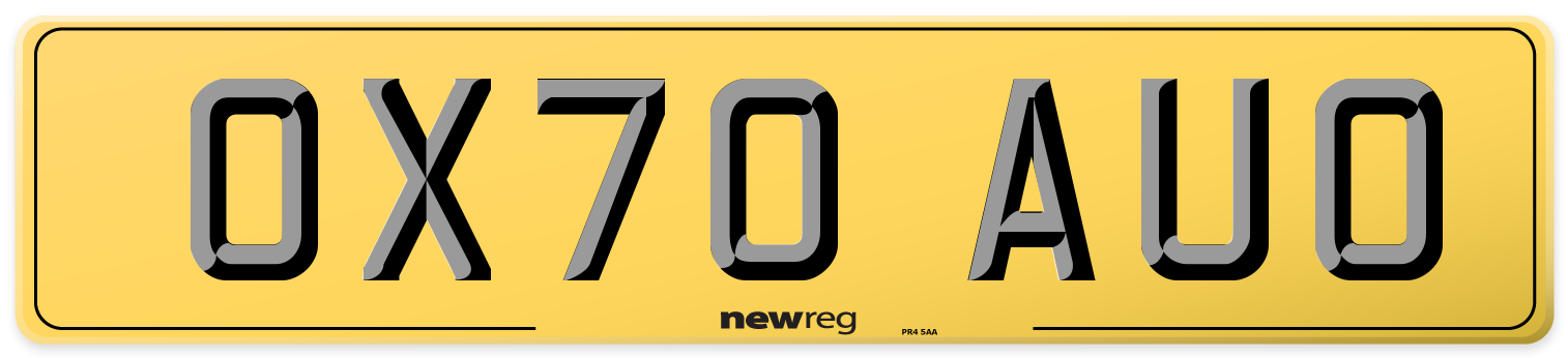 OX70 AUO Rear Number Plate