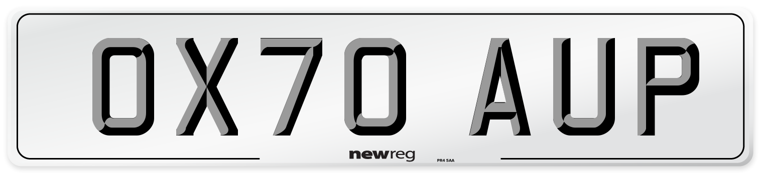 OX70 AUP Front Number Plate