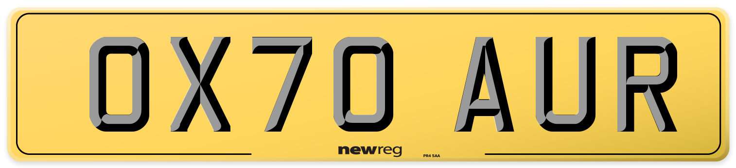 OX70 AUR Rear Number Plate