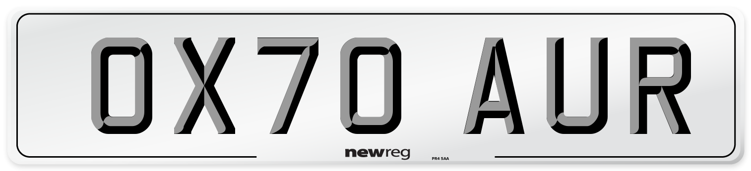 OX70 AUR Front Number Plate