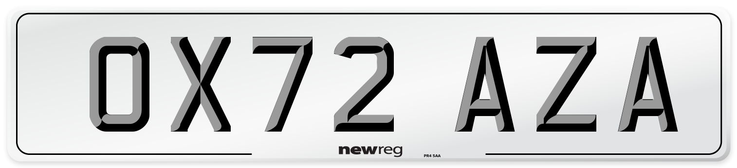 OX72 AZA Front Number Plate