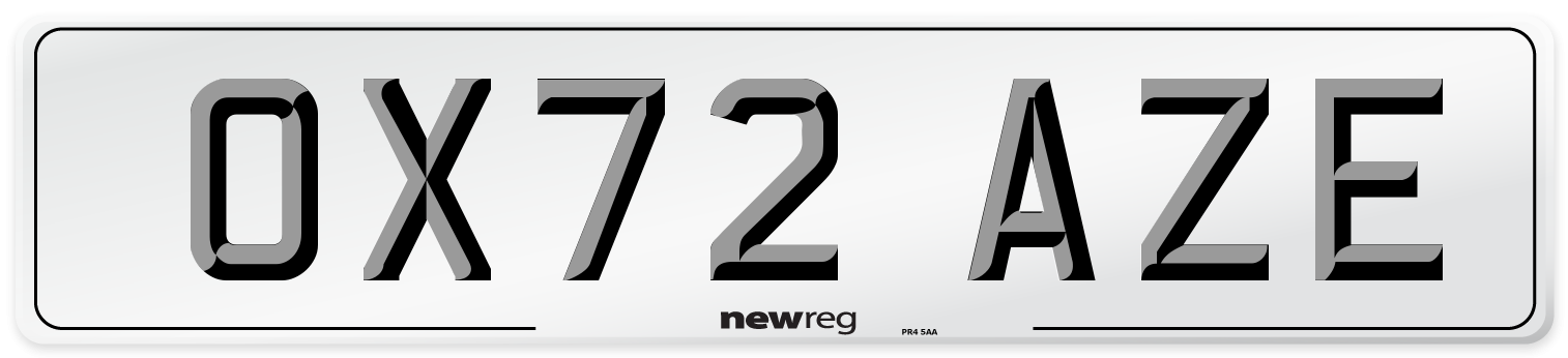 OX72 AZE Front Number Plate
