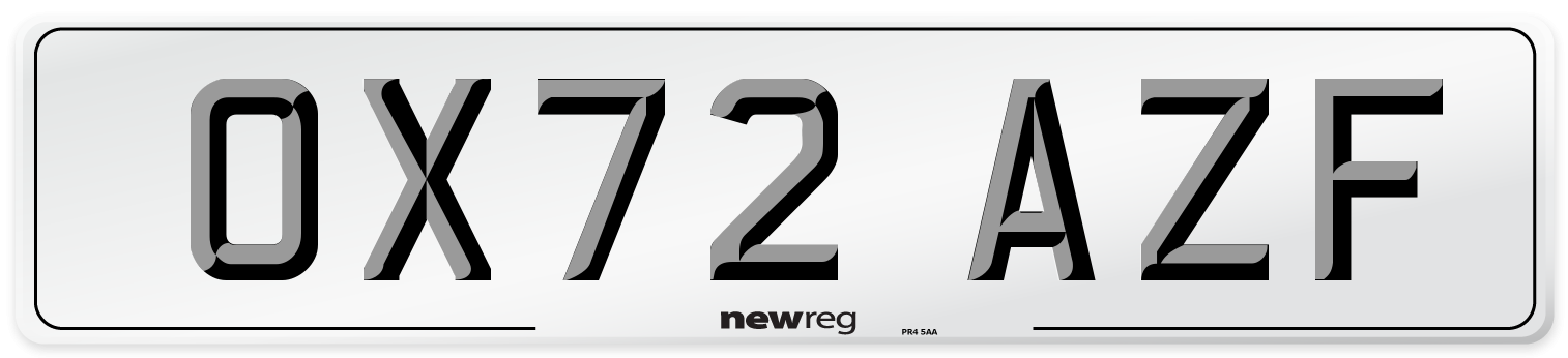OX72 AZF Front Number Plate