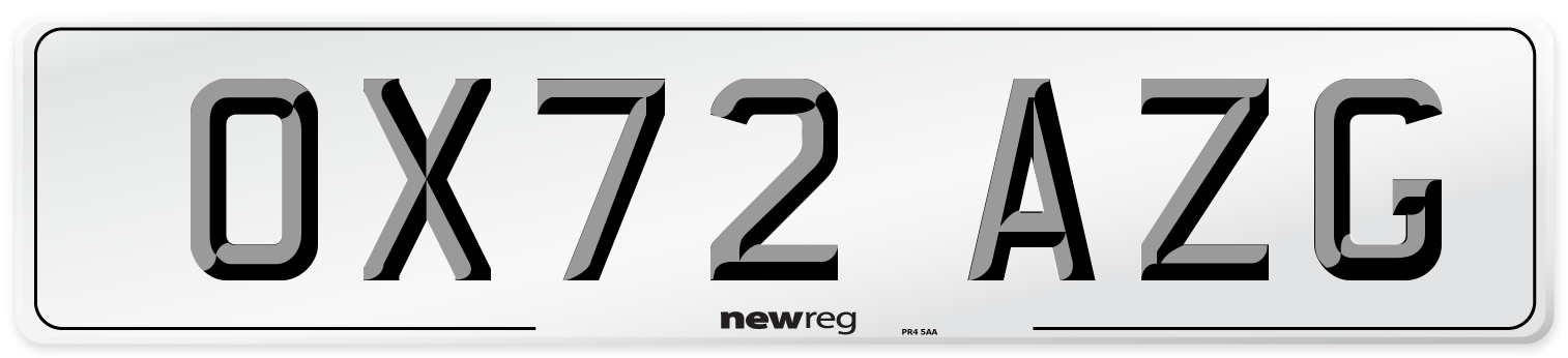OX72 AZG Front Number Plate