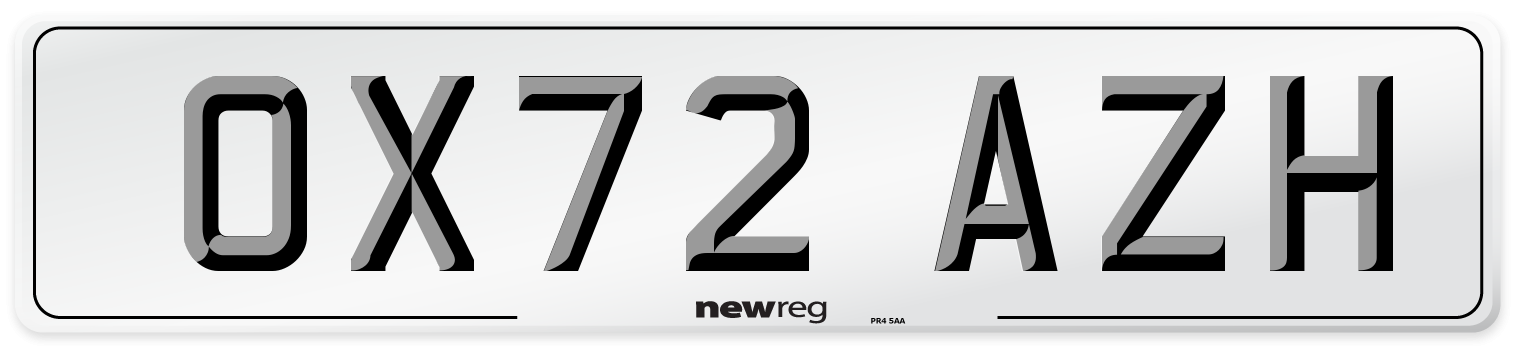 OX72 AZH Front Number Plate