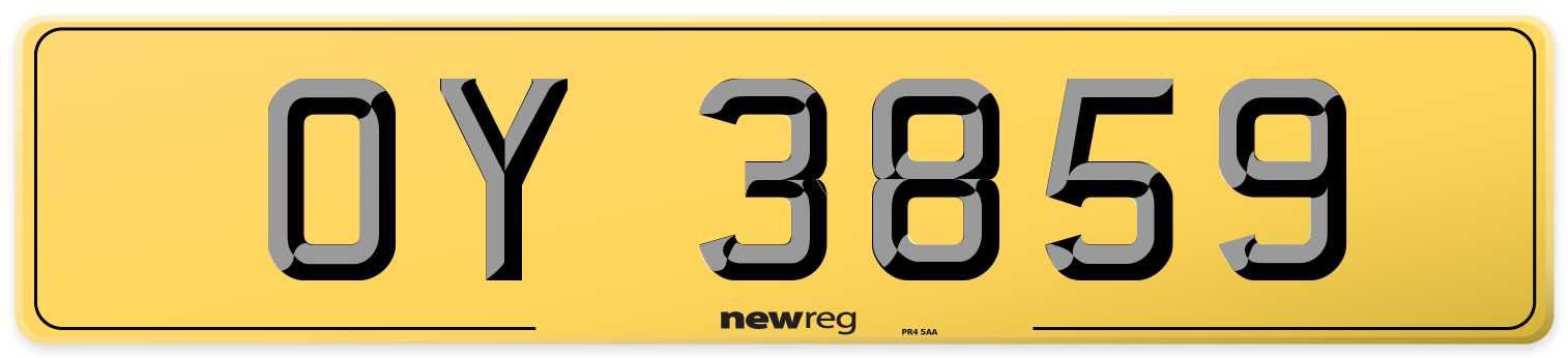 OY 3859 Rear Number Plate