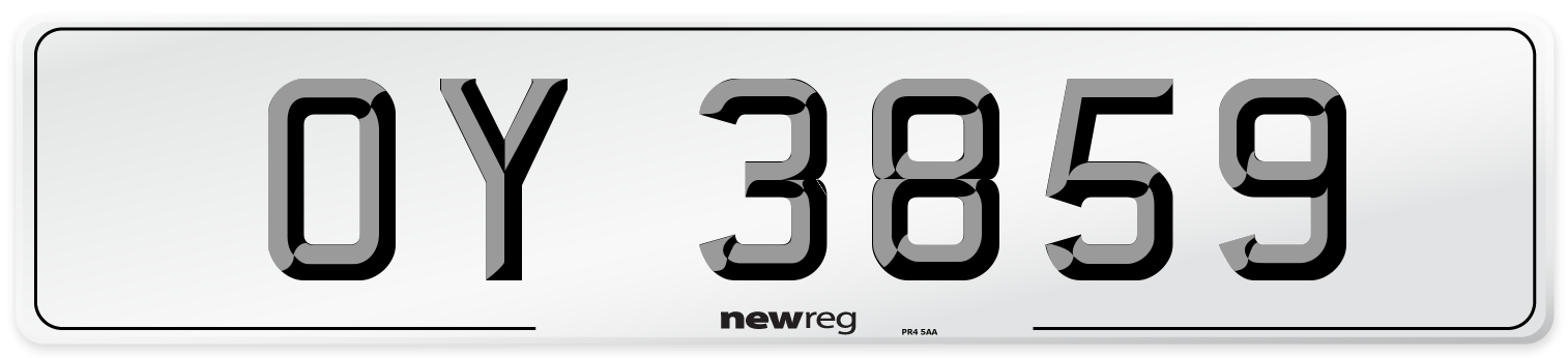OY 3859 Front Number Plate