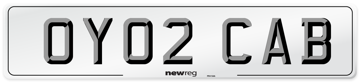 OY02 CAB Front Number Plate