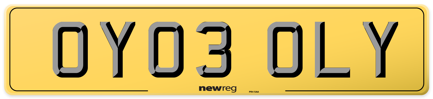 OY03 OLY Rear Number Plate