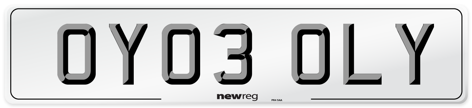 OY03 OLY Front Number Plate