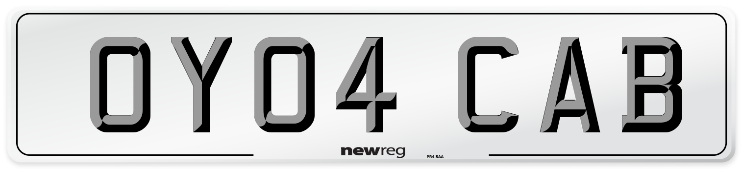 OY04 CAB Front Number Plate