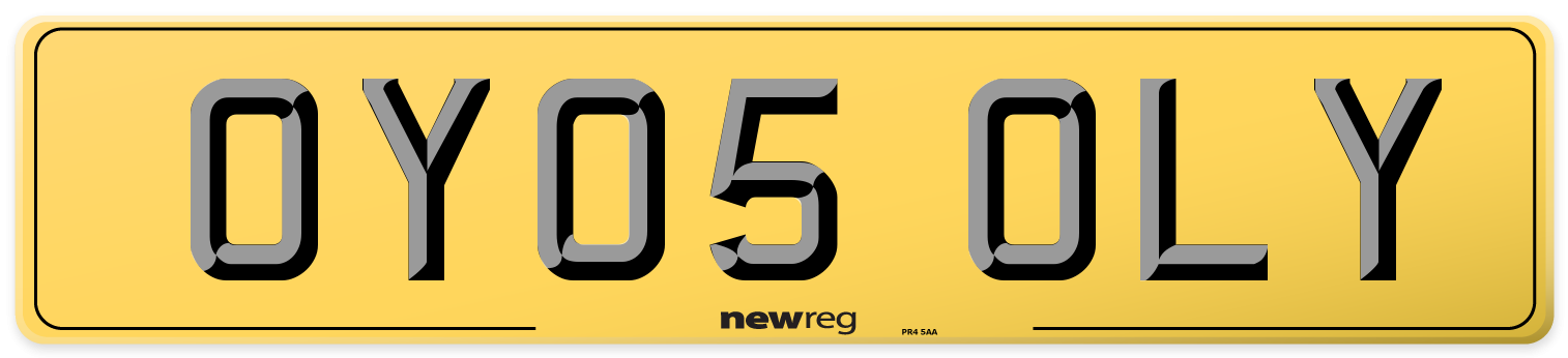 OY05 OLY Rear Number Plate