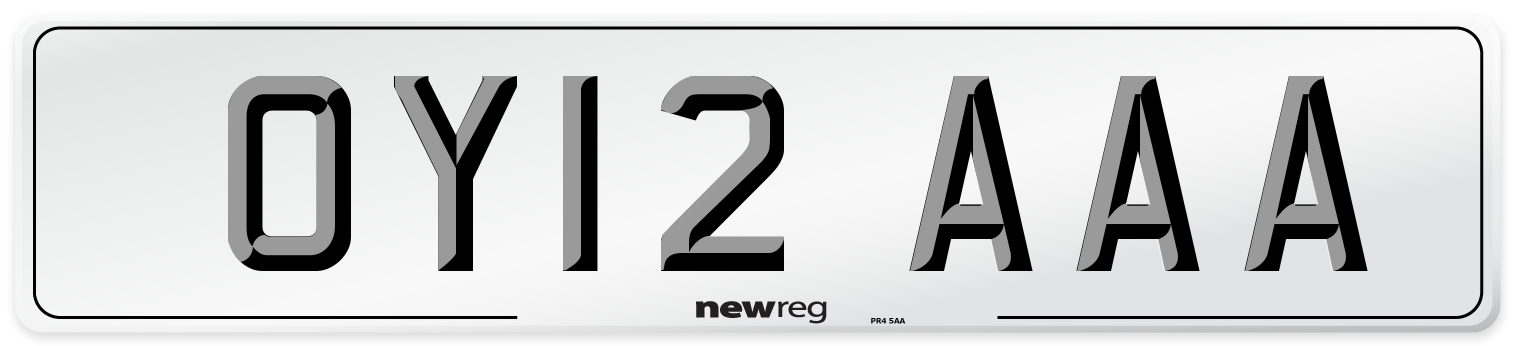 OY12 AAA Front Number Plate
