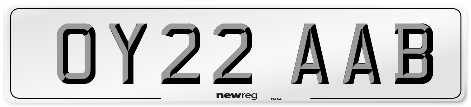 OY22 AAB Front Number Plate
