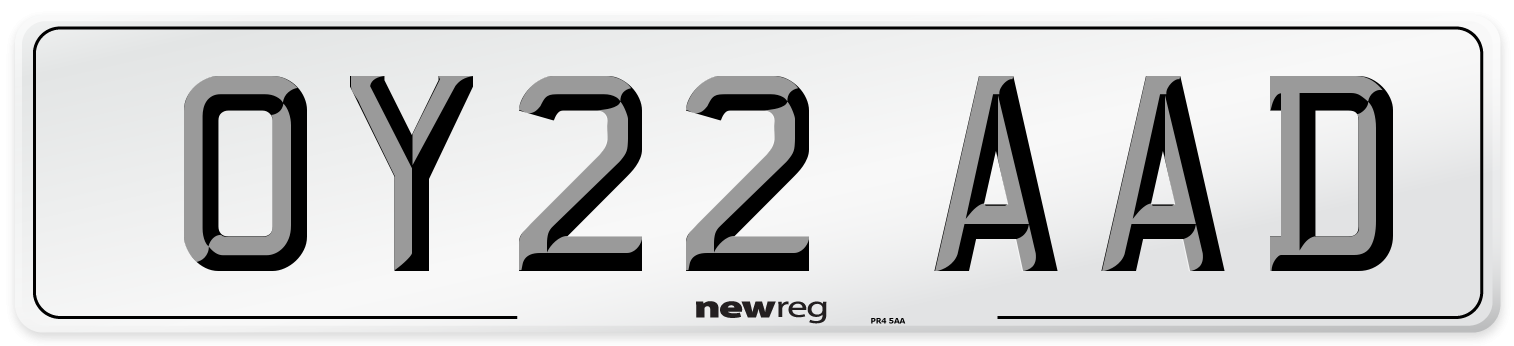 OY22 AAD Front Number Plate