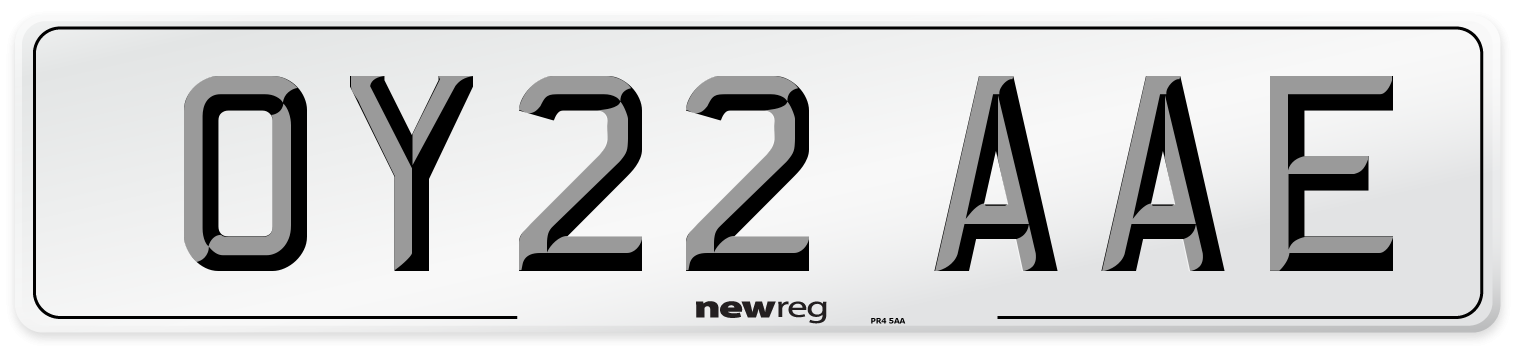 OY22 AAE Front Number Plate