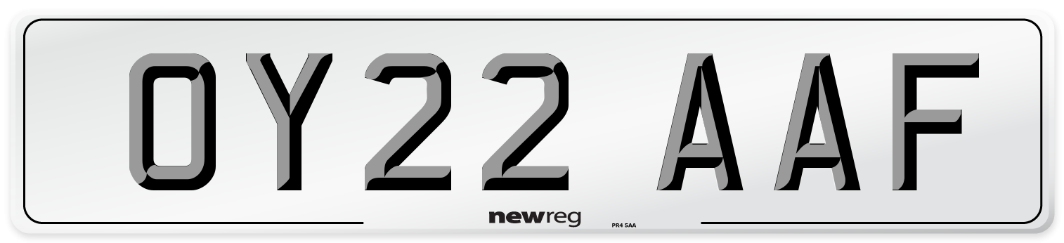 OY22 AAF Front Number Plate