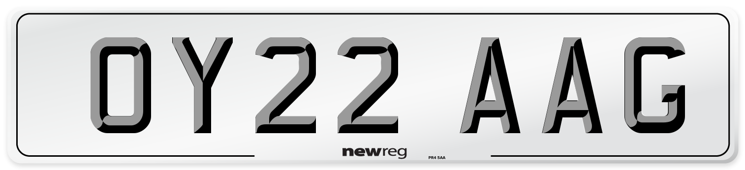 OY22 AAG Front Number Plate