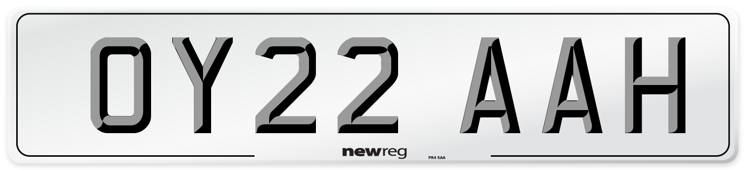OY22 AAH Front Number Plate