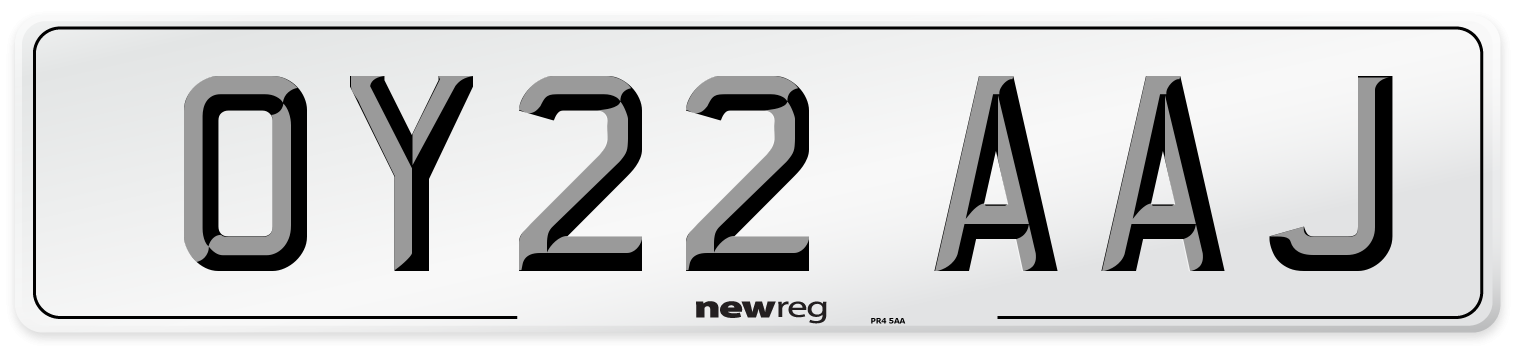 OY22 AAJ Front Number Plate