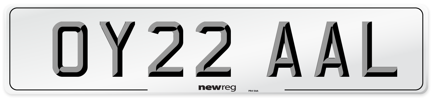 OY22 AAL Front Number Plate