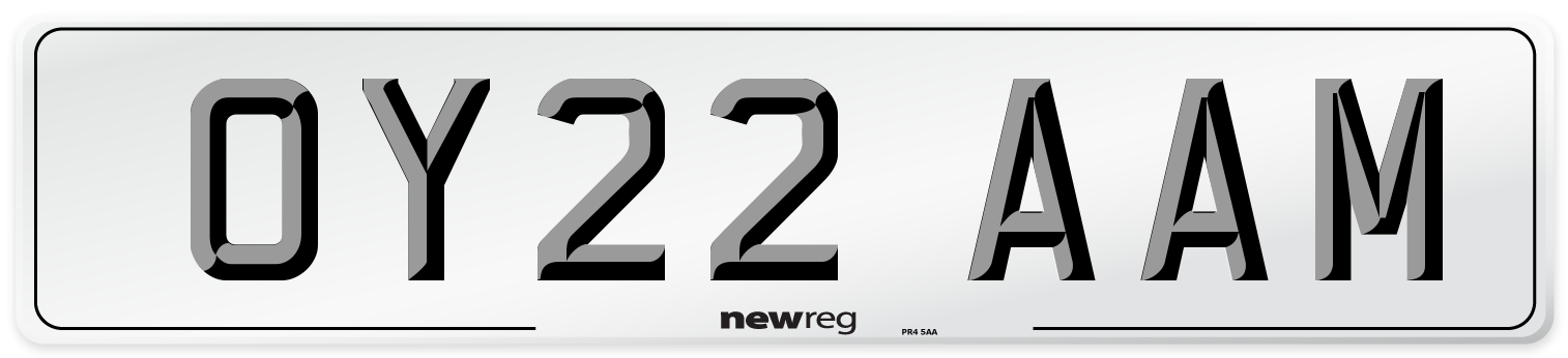 OY22 AAM Front Number Plate