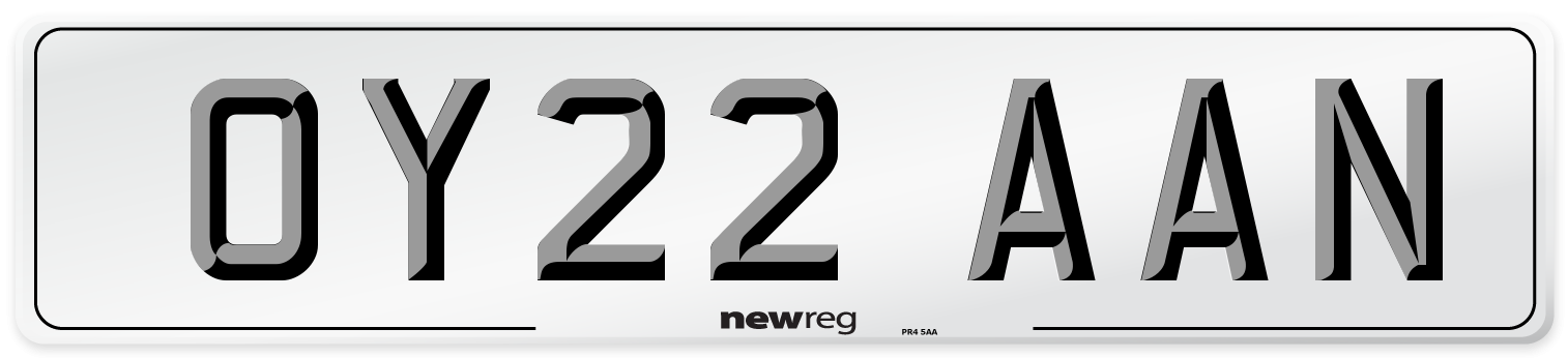 OY22 AAN Front Number Plate