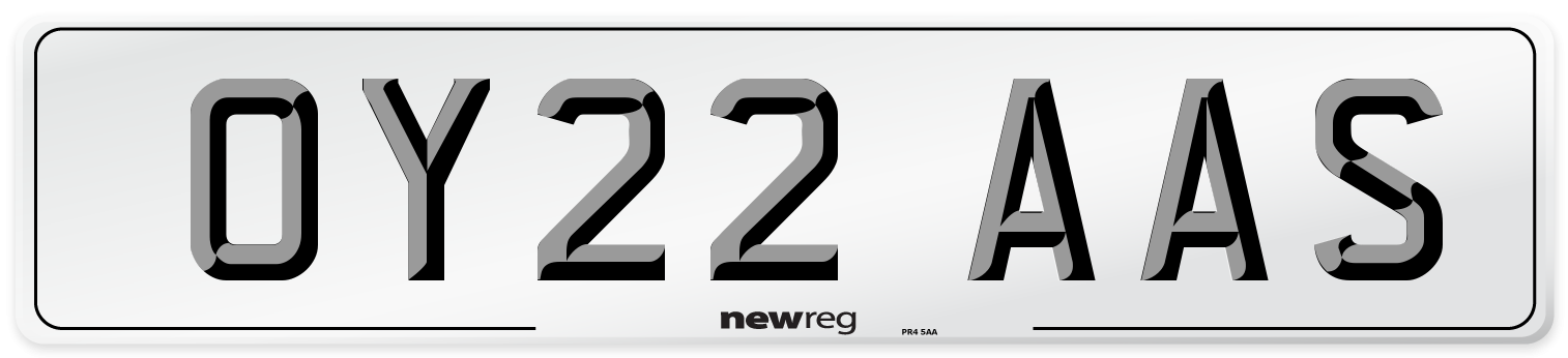 OY22 AAS Front Number Plate