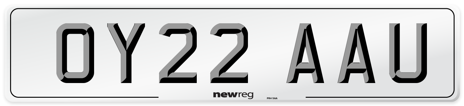 OY22 AAU Front Number Plate