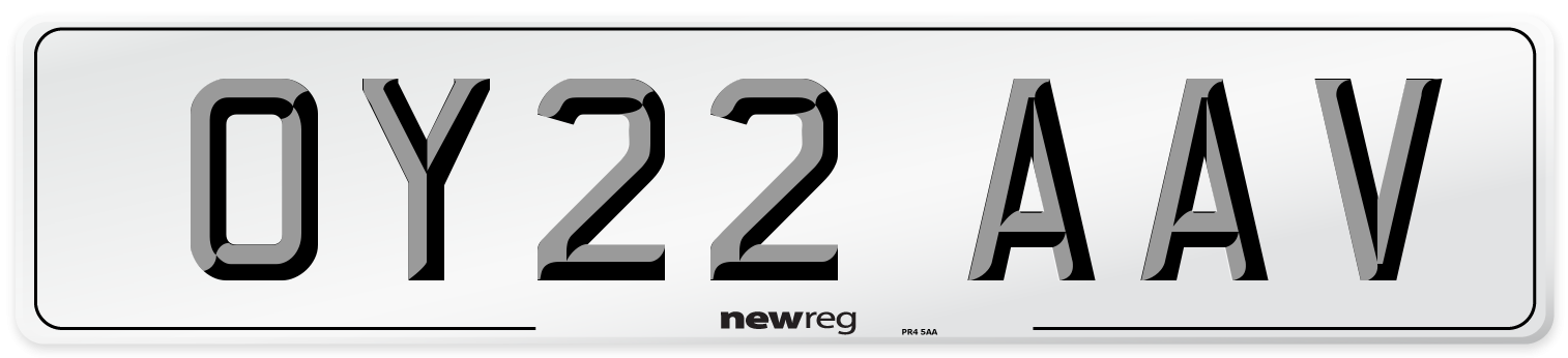 OY22 AAV Front Number Plate