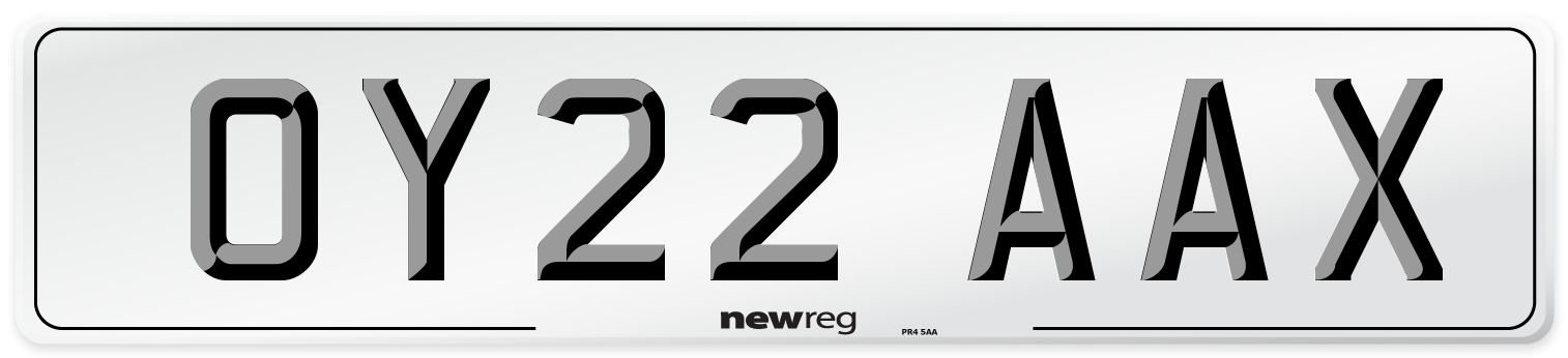 OY22 AAX Front Number Plate