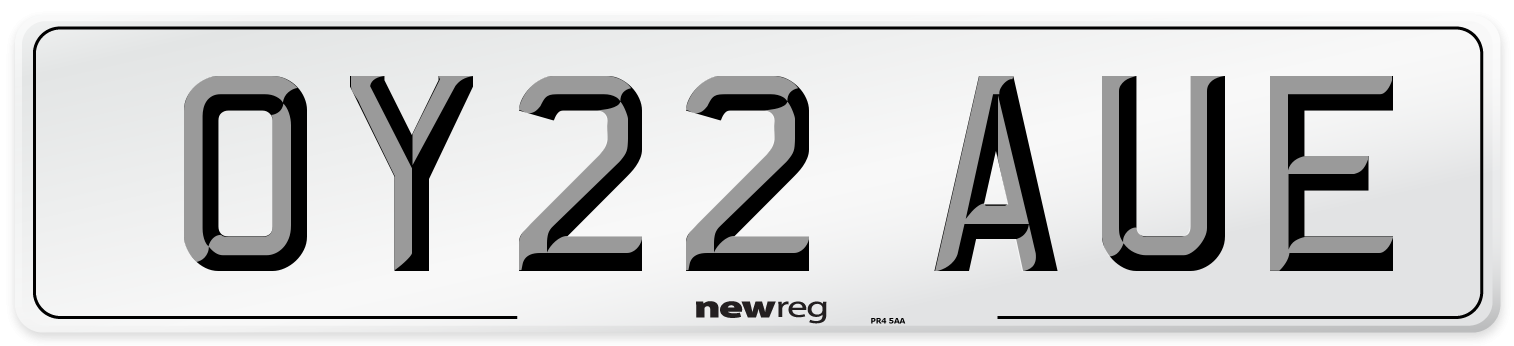 OY22 AUE Front Number Plate